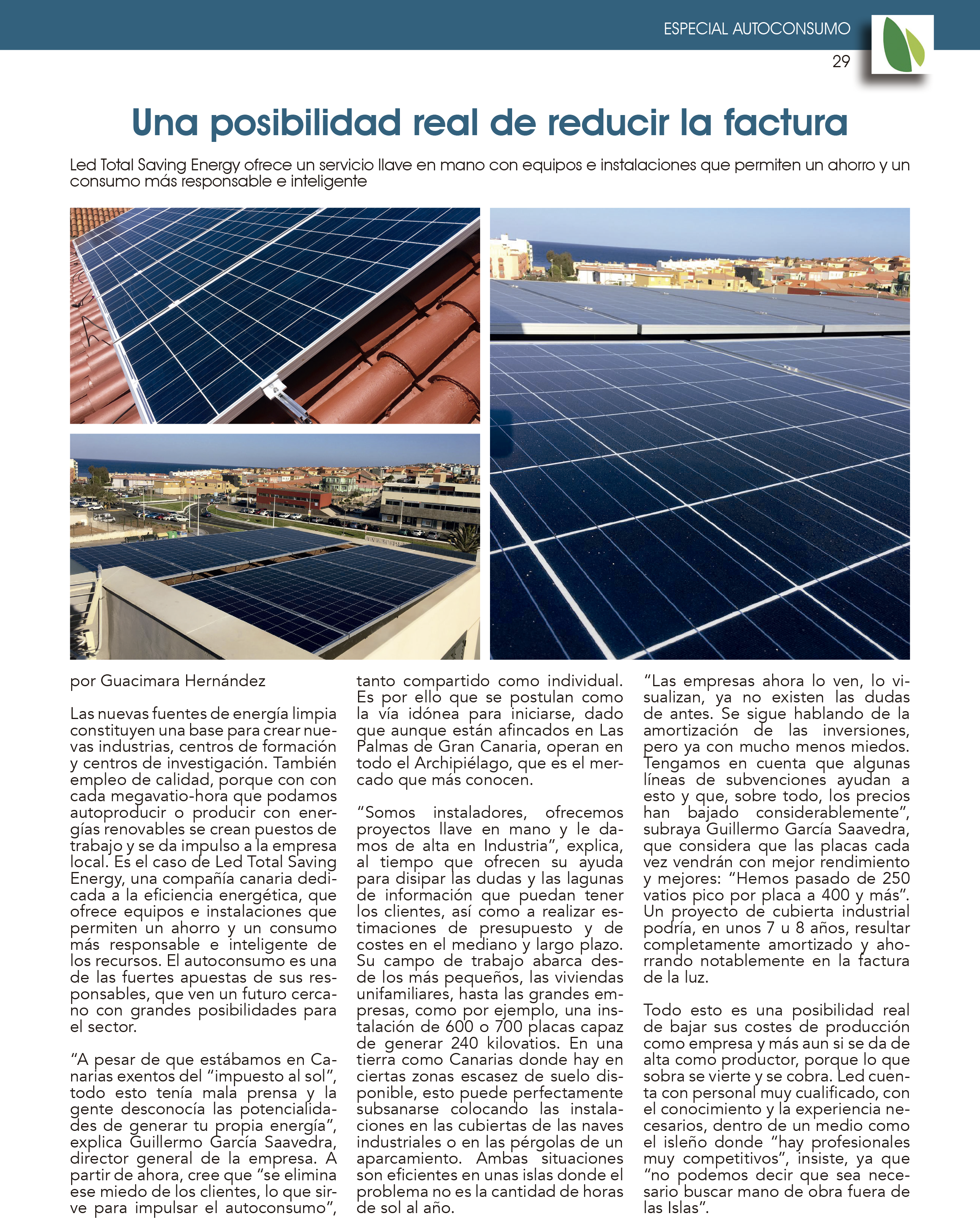 Aparición de LEDTSE en el espacio Especial Autconsumo