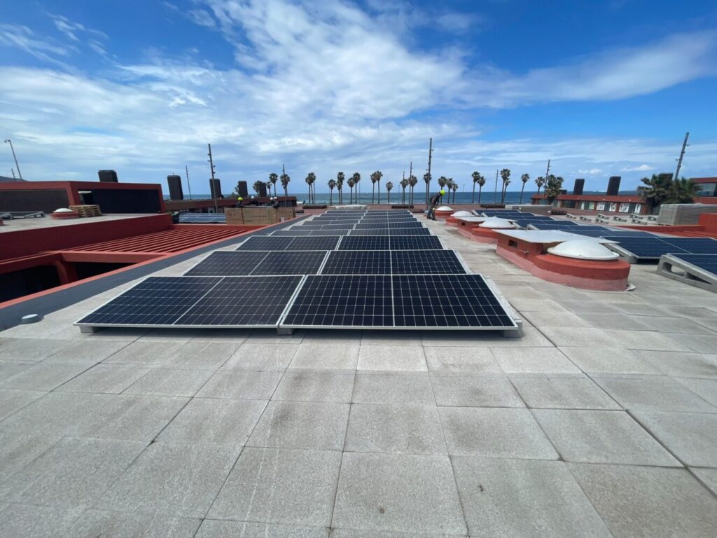 Renglón de paneles solares